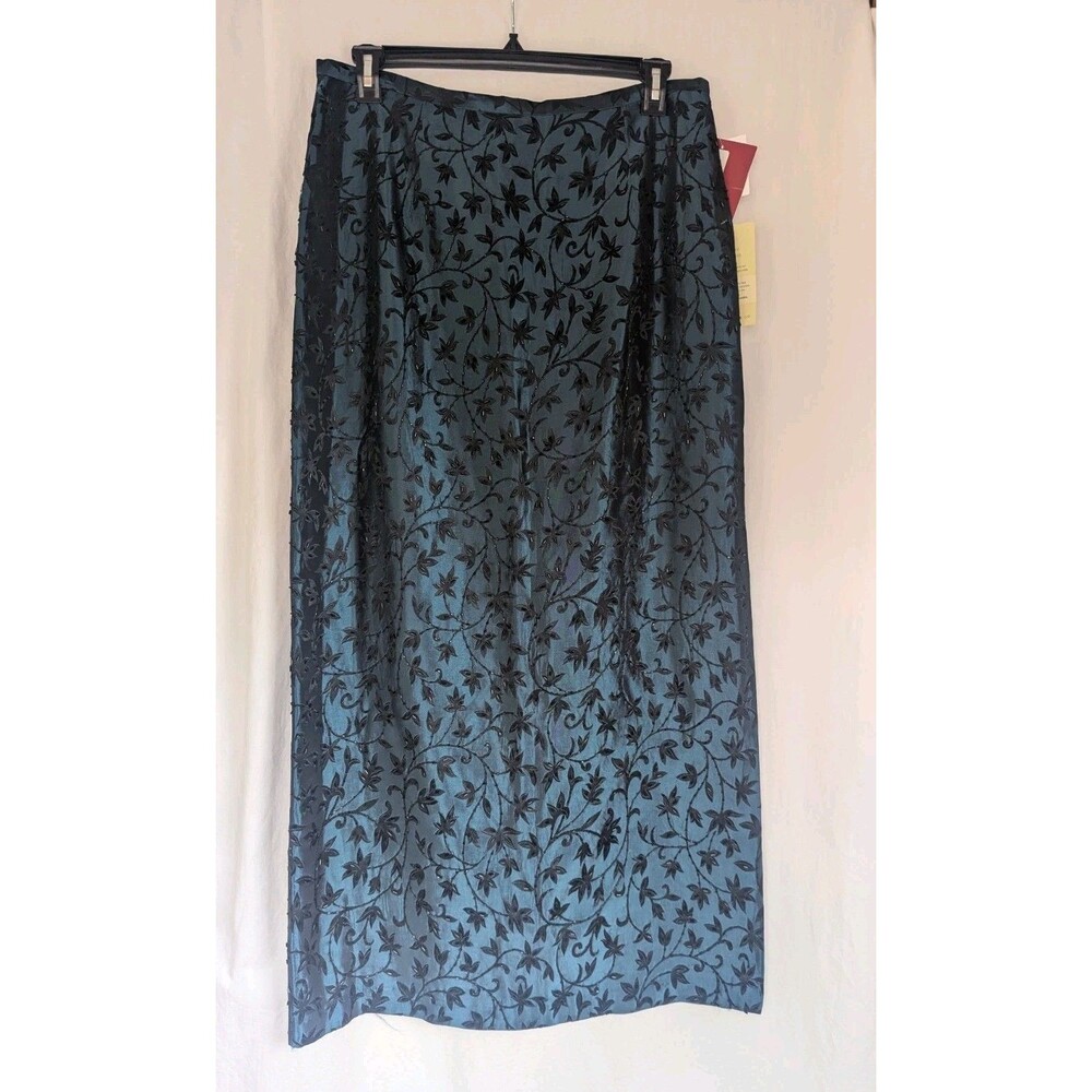 JS Collection Skirty Sz 14 Maxi Teal Embellished Sequin Lined NWT $315